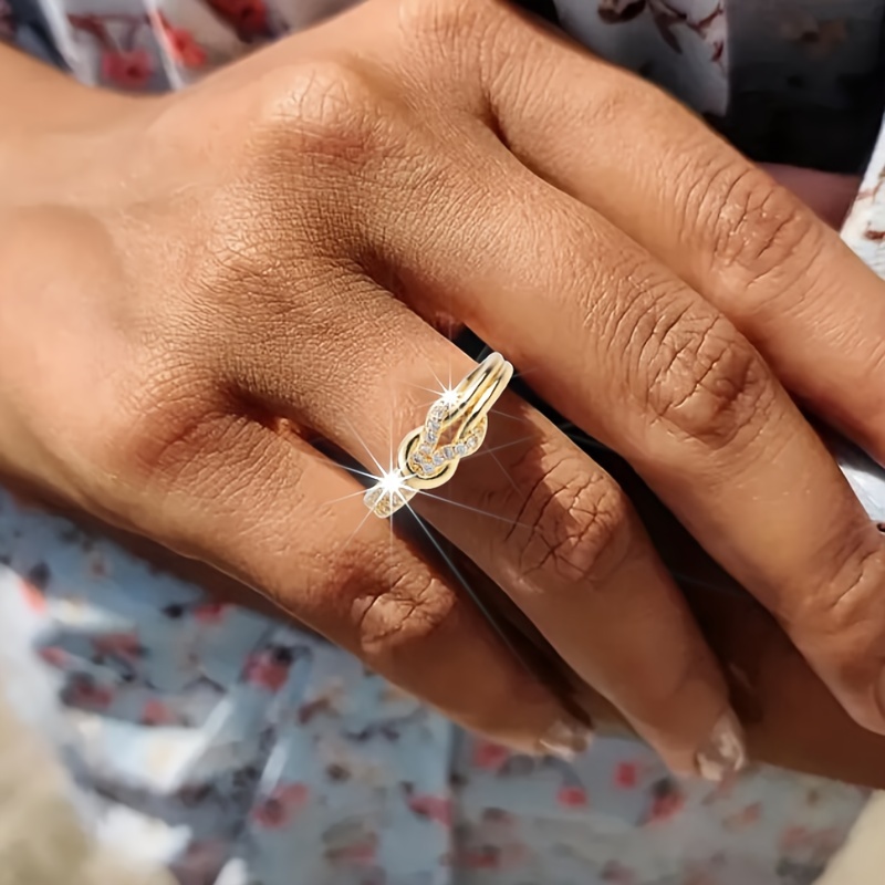 Copper Wedding Band Ring with CZ Stone - Elegant Jewelry